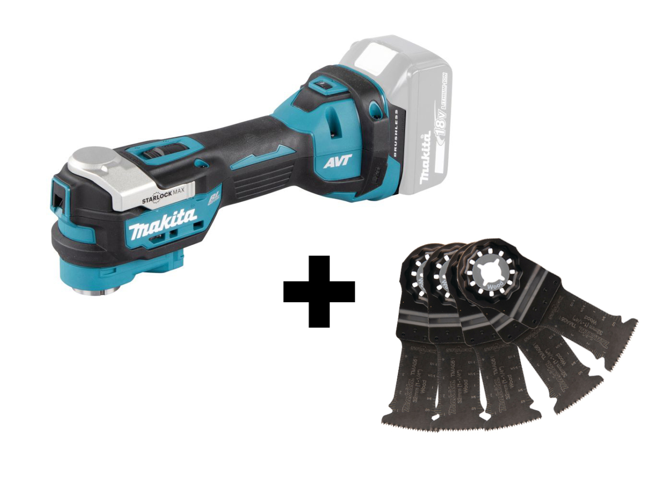 Makita Multiverktyg DTM52Z 18V + 5-pack blad
