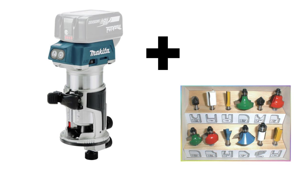 Makita Multifräs 18v DRT50ZJX5 + Frässet 12-delar