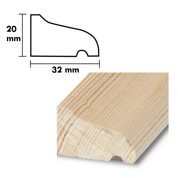 Droppnäsa typ 5 D=32 H=20, L=1,8 m PROFILERAD