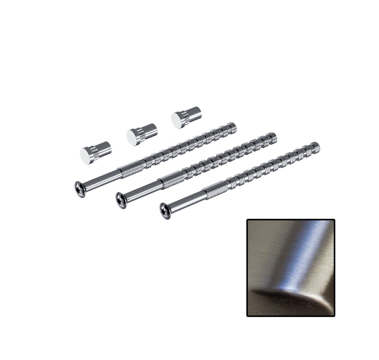 Skruvset Borstad förnicklad (3-pack)